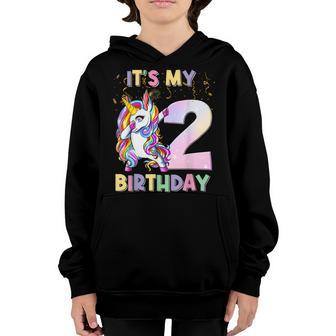 Its My 2Nd Birthday Unicorn 2 Year Old Girls Outfit Youth Hoodie - Thegiftio UK