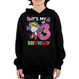 Its My 3 Birthday Unicorn Outfits For Toddler Girls V2 Youth Hoodie - Thegiftio UK