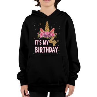 Its My 4 Birthday Unicorn Outfits For Toddler Girls Youth Hoodie - Thegiftio UK