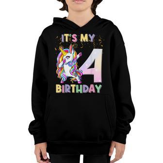 Its My 4Th Birthday Unicorn 4 Year Old Girls Outfit Youth Hoodie - Thegiftio UK