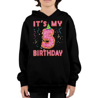 Its My 5Th Birthday Doughnut Happy 5 Years Old Girl Kids Youth Hoodie - Thegiftio UK
