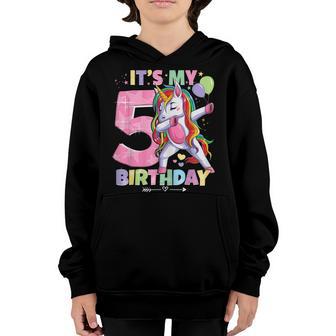 Its My 5Th Birthday Girl Cute Unicorn Birthday 2017 Year Youth Hoodie - Thegiftio UK