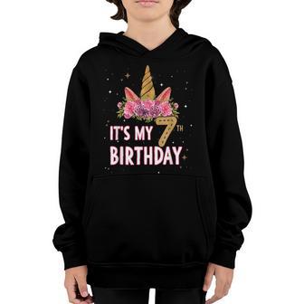 Its My 7 Birthday Unicorn Outfits For Toddler Girls V3 Youth Hoodie - Thegiftio UK