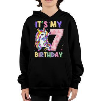 Its My 7 Birthday Unicorn Outfits For Toddler Girls V4 Youth Hoodie - Thegiftio UK