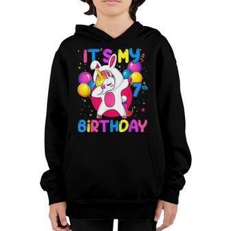 Its My 7 Birthday Unicorn Outfits For Toddler Girls V7 Youth Hoodie - Thegiftio UK