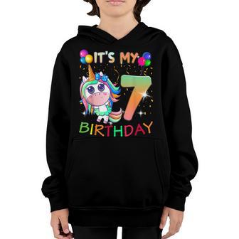 Its My 7Th Birthday Unicorn 7 Year Old Girls Outfit Youth Hoodie - Thegiftio UK