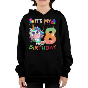 Its My 8Th Birthday Unicorn 8 Year Old Girls Outfit Youth Hoodie - Thegiftio UK