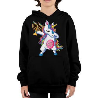 Jewnicorn Funny Hanukkah Unicorn Gift Girl Women Pajamas Youth Hoodie - Thegiftio UK