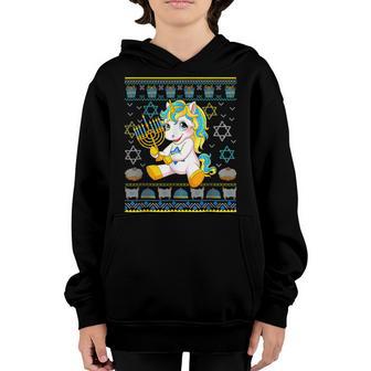 Jewnicorn Hanukkah Unicorn Chanukah Pajamas Kids Girls Women Youth Hoodie - Thegiftio UK