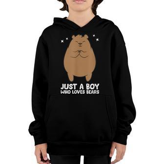 Just A Boy Who Loves Bears Cute Grizzly Bear Youth Hoodie - Thegiftio UK