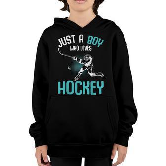 Just A Boy Who Loves Hockey Player Ice Hockey Kids Boys Youth Hoodie | Mazezy