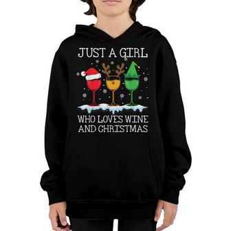 Just A Girl Who Love Wine And Christmas - Christmas Spirits Youth Hoodie - Thegiftio UK