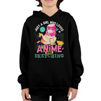 Just A Girl Who Loves Anime And Sketching Drawing Art Youth Hoodie - Thegiftio UK