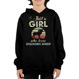 Just A Girl Who Loves Bighorn Sheep Retro Bighorn Sheep Youth Hoodie - Thegiftio UK