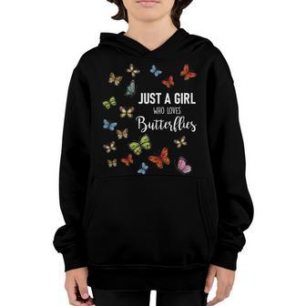 Just A Girl Who Loves Butterflies Funny Butterfly Lover Youth Hoodie - Thegiftio UK