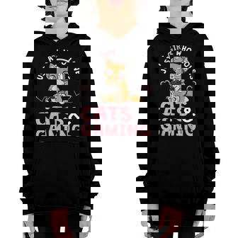 Just A Girl Who Loves Cats And Gaming Cute Gamer Cat Youth Hoodie | Mazezy