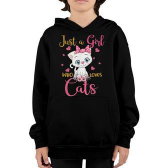 Just A Girl Who Loves Cats Cute Cat Lover Boys Girls Youth Hoodie | Mazezy DE