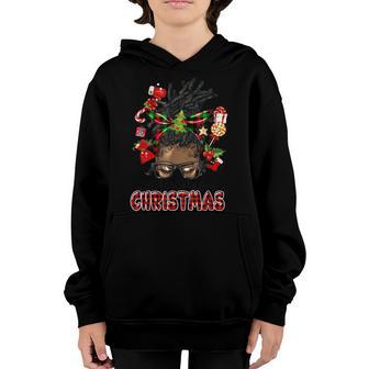 Just A Girl Who Loves Christmas Afro Messy Bun Youth Hoodie - Thegiftio UK