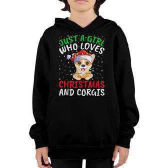 Just A Girl Who Loves Christmas And Corgis Dog Xmas Youth Hoodie - Thegiftio UK