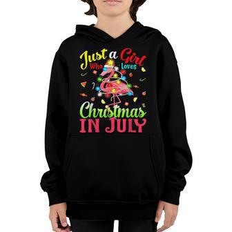 Just A Girl Who Loves Christmas In July Flamingo Youth Hoodie - Thegiftio UK