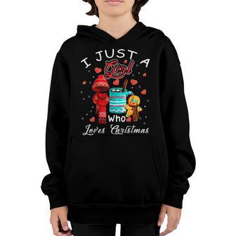 Just A Girl Who Loves Christmas Pajama Coffee Funny Gifts Youth Hoodie - Thegiftio UK