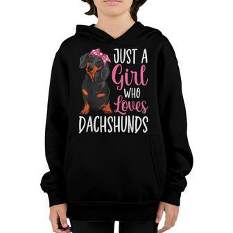 Just A Girl Who Loves Dachshunds Dog Lover Girls Gift Youth Hoodie - Seseable