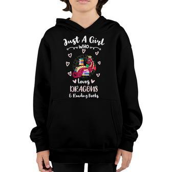 Just A Girl Who Loves Dragons And Reading Books Youth Hoodie - Seseable