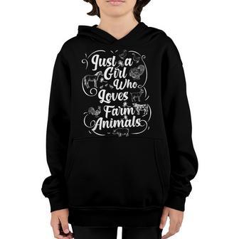 Just A Girl Who Loves Farm Animals - Cows Pigs Goats Lover Youth Hoodie - Thegiftio UK