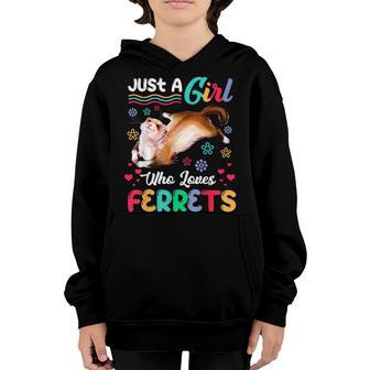 Just A Girl Who Loves Ferrets Ferret Gifts Youth Hoodie - Thegiftio UK