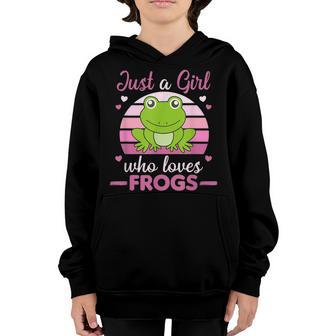 Just A Girl Who Loves Frogs Sweet Animals Kawaii Frog Youth Hoodie - Thegiftio UK