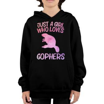 Just A Girl Who Loves Gophers Gift For Women Rodent Animal Youth Hoodie - Thegiftio UK