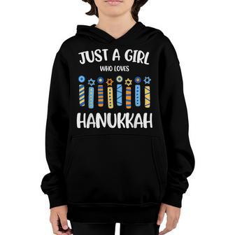 Just A Girl Who Loves Hanukkah Jewish Chanukah Youth Hoodie - Thegiftio UK