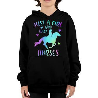 Just A Girl Who Loves Horses Girl Horse Gift Youth Hoodie - Seseable