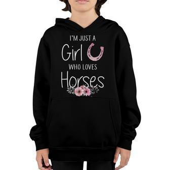 Just A Girl Who Loves Horses Horse Lover Cute Youth Hoodie - Seseable
