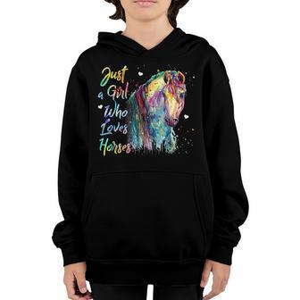 Just A Girl Who Loves Horses Horse Riding Women Youth Hoodie - Thegiftio UK