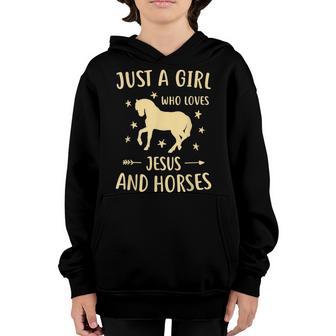 Just A Girl Who Loves Jesus And Horses Youth Hoodie - Thegiftio UK