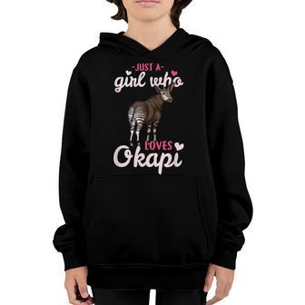 Just A Girl Who Loves Okapi I Zebra Forest Giraffe Youth Hoodie - Thegiftio UK