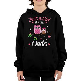 Just A Girl Who Loves Owls Gift For Owls Lover Youth Hoodie - Thegiftio UK