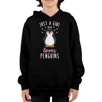 Just A Girl Who Loves Penguins T Cute Nature Toddlers Youth Hoodie - Thegiftio UK