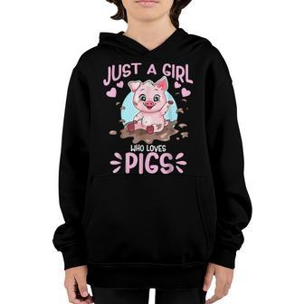 Just A Girl Who Loves Pigs Funny Happy Pig Farmer Youth Hoodie - Thegiftio UK
