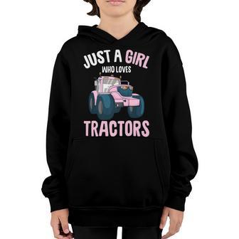 Just A Girl Who Loves Tractors Farm Girls Kids Youth Hoodie - Thegiftio UK