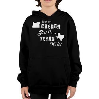 Just An Oregon Girl In A Texas World T Printing Youth Hoodie - Thegiftio UK