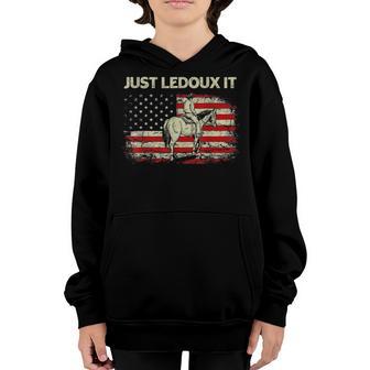 Just Ledoux It Cowboy Whiskey Wine Lover Vintage Usa Flag Youth Hoodie - Thegiftio UK