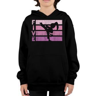 Karate Birthday 5 Year Year Taekwondo Girl 5Th Birthday Youth Hoodie - Thegiftio UK