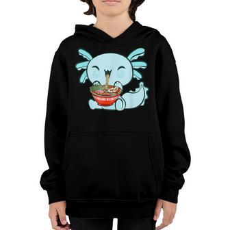Kawaii Axolotl Eating Ramen Noodles Anime Gift Girls Ns V11 Youth Hoodie - Thegiftio UK