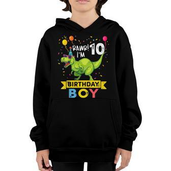 Kids 10 Year Old Shirt 10Th Birthday Boy T Rex Dinosaur T Shirt Youth Hoodie | Mazezy