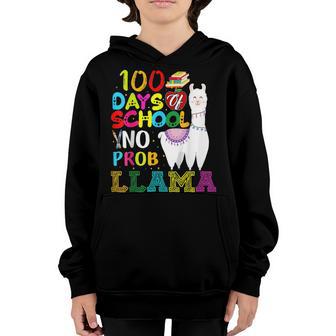 Kids 100 Days Of School Llama Funny Back To School Llama Youth Hoodie - Thegiftio UK