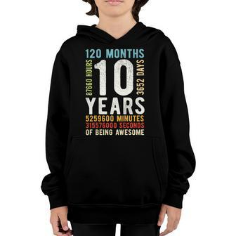 Kids 10Th Birthday 10 Years Old Vintage Retro 120 Months V2 Youth Hoodie | Mazezy