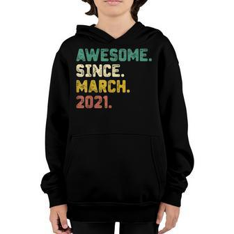 Kids 2 Years Old Gifts Awesome Since March 2021 2Nd Birthday Youth Hoodie - Seseable