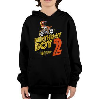 Kids 2Nd Birthday Boys Motorcycle Shirt Biker 2 Years Old Youth Hoodie | Mazezy